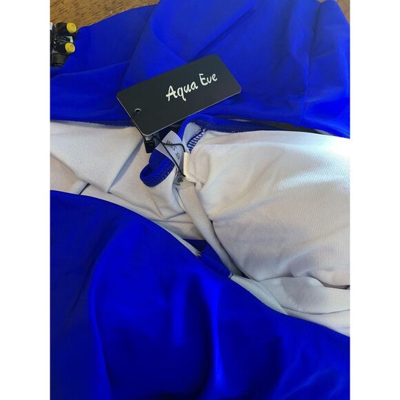 Aqua Eve Blue One Piece Swimsuit Plus Size Womens 22W One Shoulder NWT - Picture 3 of 6